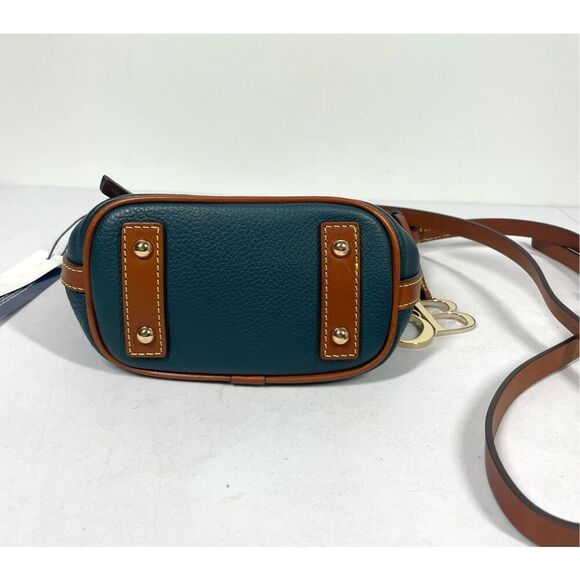 Dooney & Bourke Pebble Grain Leather Sac Crossbody Bag Blue Brown Leather NWT - Picture 9 of 9